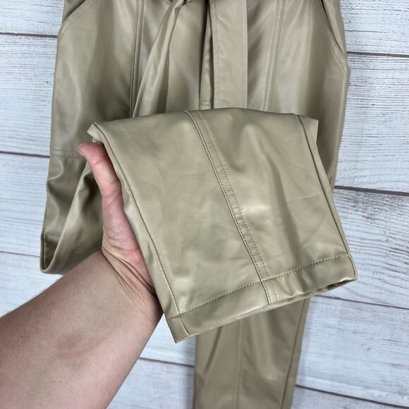 BCBG Generation Women's Khaki Faux Leather Tie Waist Pants Size XS - Picture 4 of 7